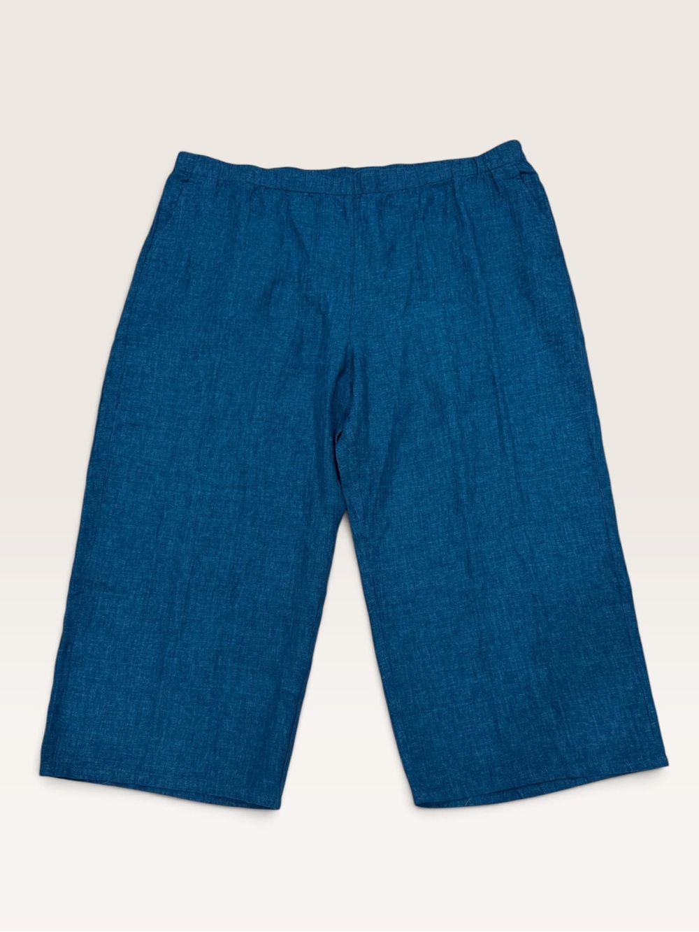 Eileen Fisher 3X Washed Organic Linen Délavé Wide Trouser Pant Hudson Blue NWT